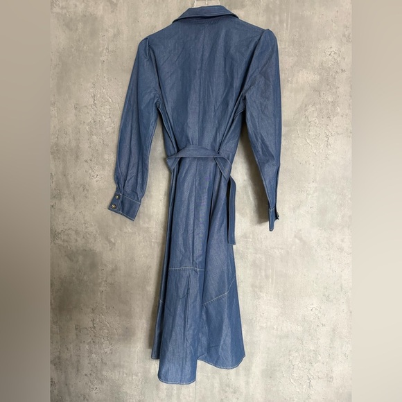 London Times Tie West Long Sleeve Denim Dress B3278 - Picture 6 of 6